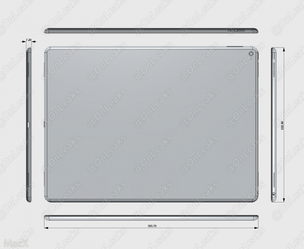 iPad Pro设计图曝光三围参数 年底推出?